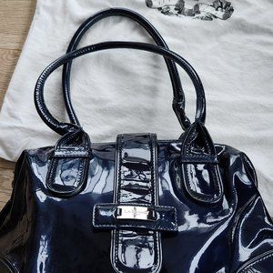 LK Bennett Patent Blue Shoulder Bag